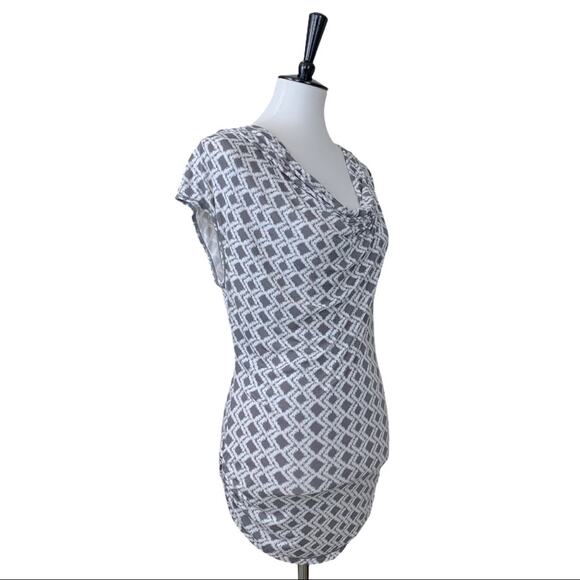 Max Studio Women's Gray White Maxi Skirt Drape Neck Shirred Top Set Size M/L - Picture 7 of 10